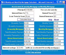 Bi-weekly mortgage payments vs monthly mortgage payments calculator 