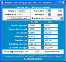 Canadian and US mortgage comparison calculator